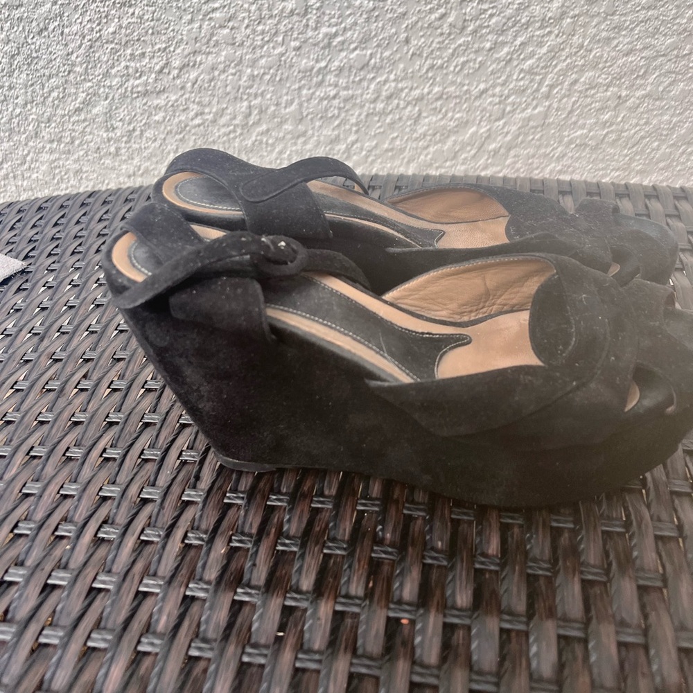 Marni Zeppa Black Leather Suede open toe wedges size 40